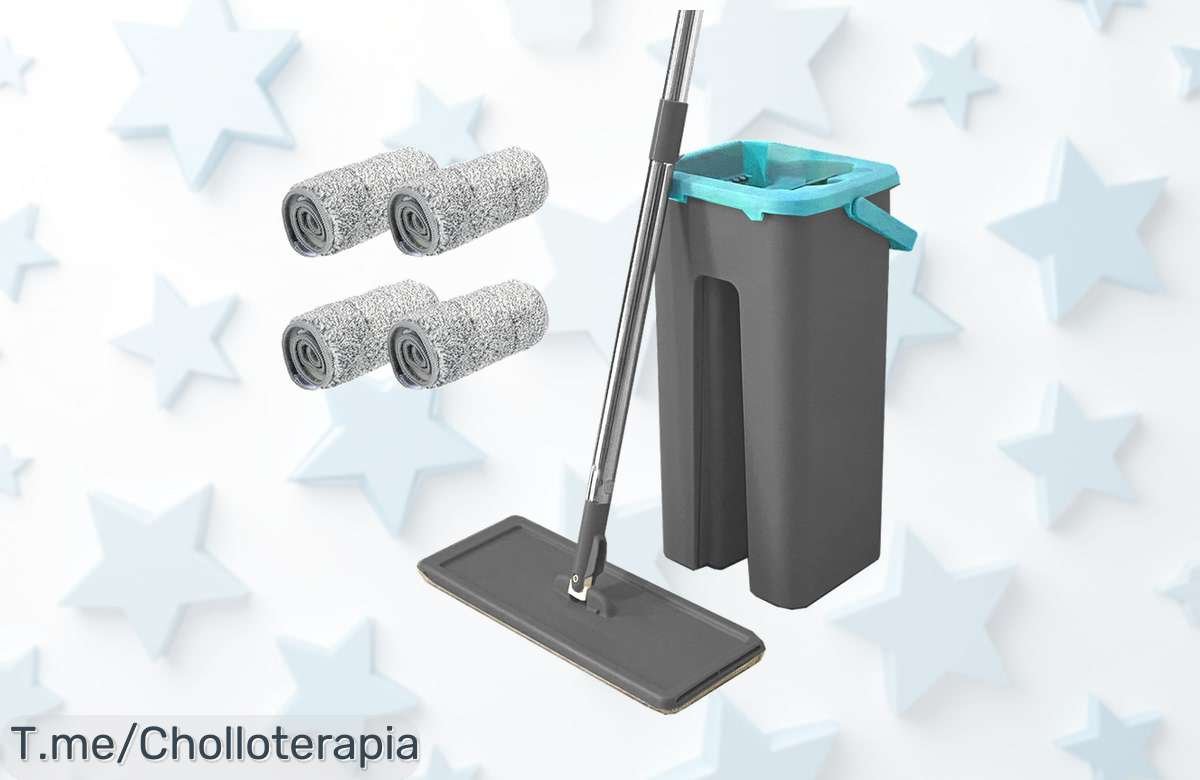 Descubre la Mopa Extraplana y Cubo Escurridor Nyana Home a precio loco: limpieza sin esfuerzo para un hogar brillante. ¡Aprovecha este ofertón antes de que se agote!