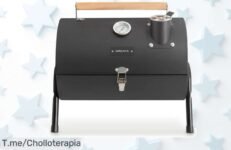 Descubre la barbacoa ahumadora portátil con termómetro, ¡un super chollo que te hará asados perfectos! Oferta limitada: usa tu cupón y haz clic ahora para el mejor sabor