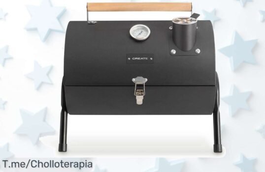 Descubre la barbacoa ahumadora portátil con termómetro, ¡un super chollo que te hará asados perfectos! Oferta limitada: usa tu cupón y haz clic ahora para el mejor sabor