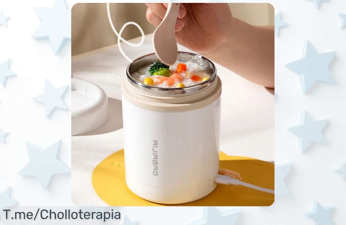 Descubre la fiambrera eléctrica USB que calienta tu comida al instante, un super chollo de 600ML en acero inoxidable. ¡Aprovecha esta oferta limitada y compra ya!