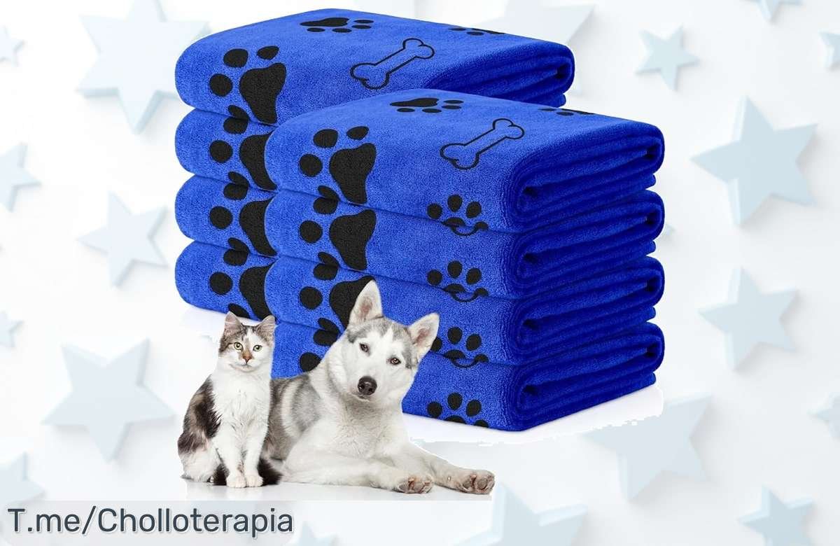 Descubre la toalla de microfibra que seca a tu perro al instante; ¡ofertón único y absorbente! No te pierdas este super chollo, compra ahora antes de que se acabe.