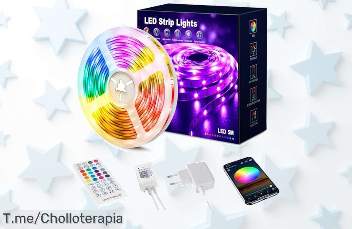 Descubre las Luces Led de 5 metros y transforma tu hogar con un super chollo navideño, controla millones de colores desde tu móvil. ¡Aprovecha este descuentazo antes de que se agote!