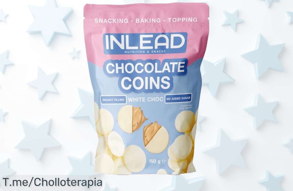 Descubre las monedas de chocolate blanco con mantequilla de cacahuete sin azúcar, un super chollo que hará feliz a tu paladar. ¡No te pierdas este ofertón y compra ya!