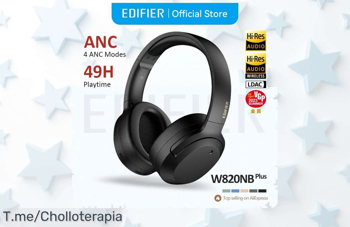 Descubre los Edifier W820NB Plus: Auriculares inalámbricos con cancelación de ruido y 49 horas de música continua. No te pierdas este ofertón, compra ya antes de que se agoten.