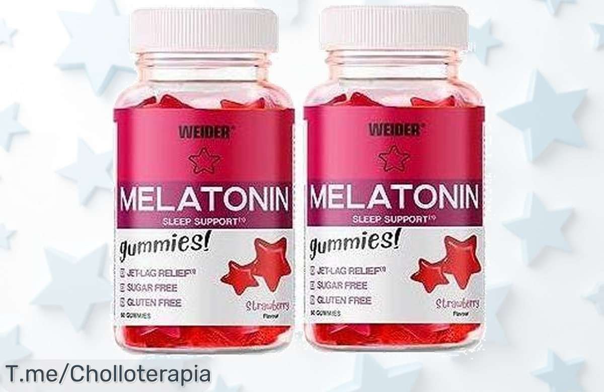 Duerme como un bebé con las gominolas de melatonina Weider, disfruta 60 gomitas deliciosas y renueva tus noches. ¡Aprovecha este super chollo antes de que se agote!