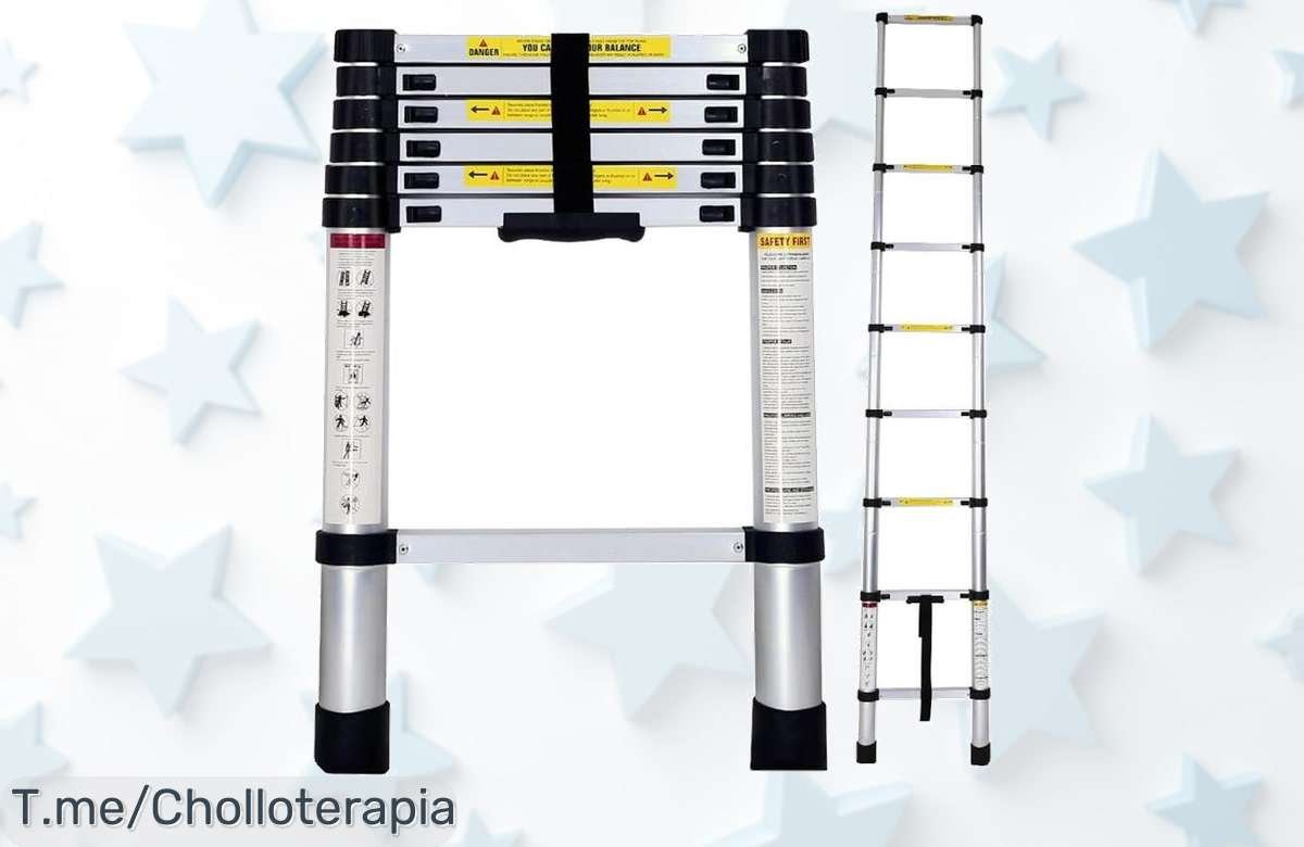 Escalera telescópica plegable: el super chollo que necesitas para llegar a las estrellas. ¡No te quedes sin la tuya, oferta única y limitada!