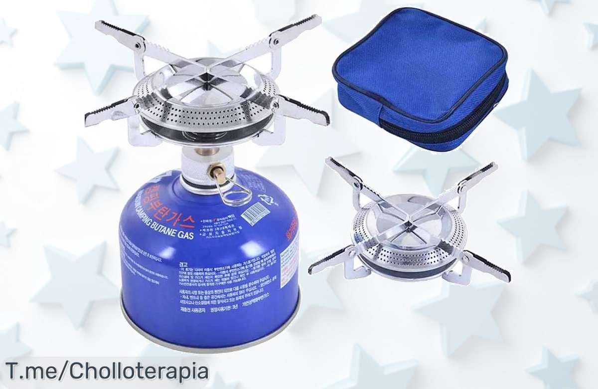 Estufa de gas portátil a prueba de viento, el super chollo que hará tus picnics y senderismos inolvidables. ¡No te quedes sin la tuya, oferta limitada!