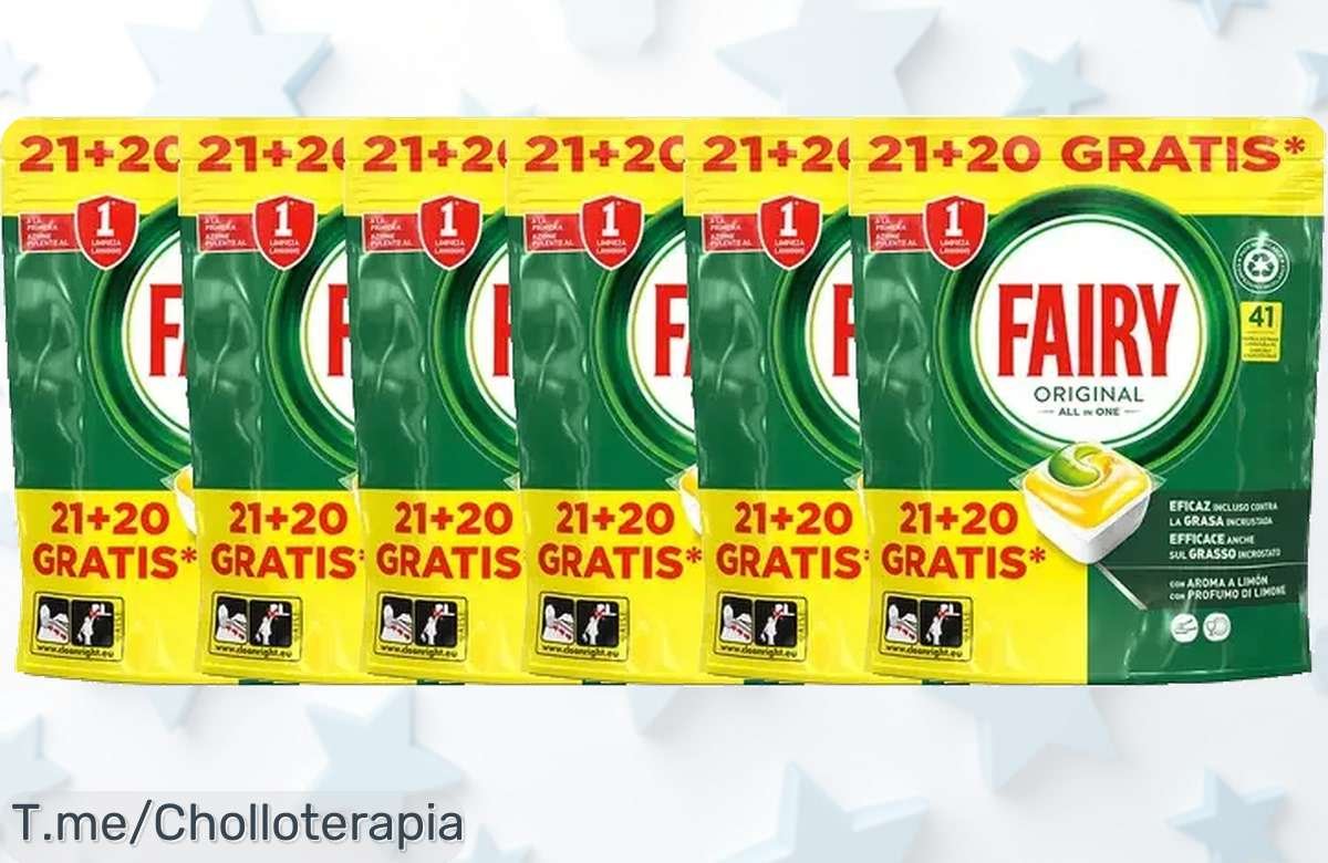 Fairy te trae un precio loco: 246 cápsulas ultra potentes que eliminan la grasa y dejan tu cocina fresca, ¡no dejes escapar este super chollo! Haz tu pedido ya antes de agotar existencias.