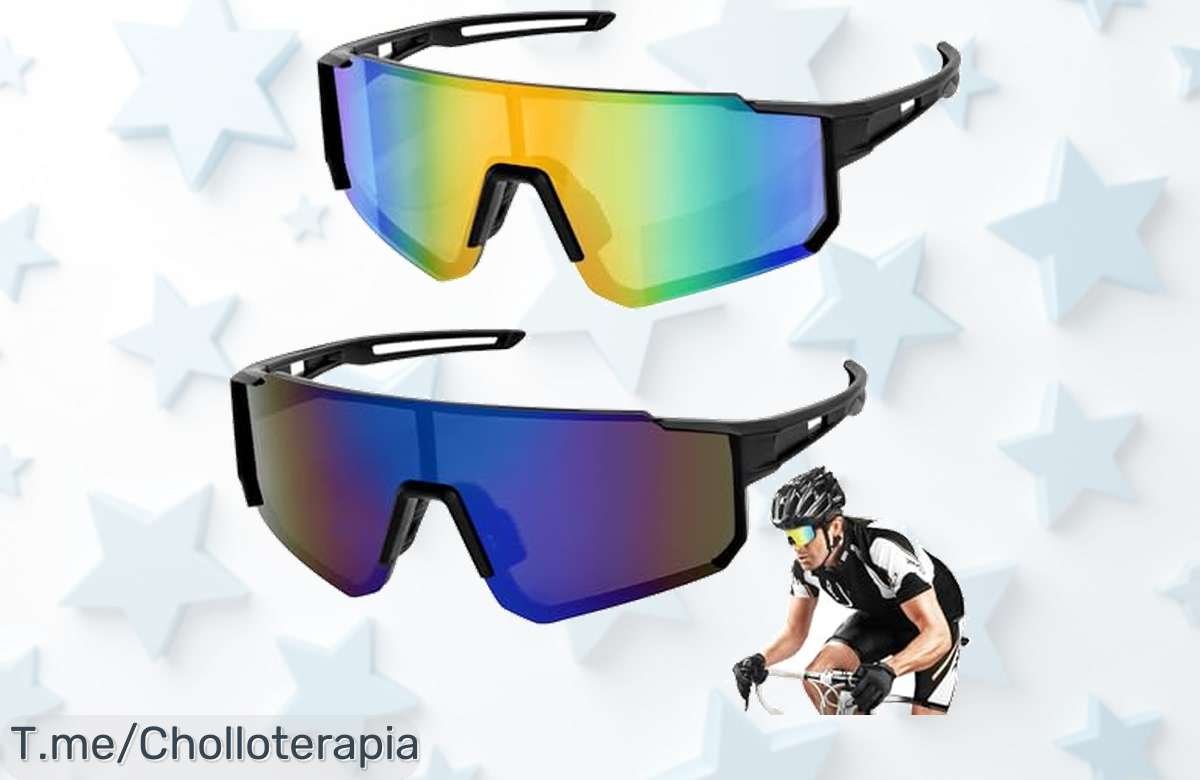 Gafas de ciclismo polarizadas a precio loco: protección UV400 y visión amplia para tus aventuras. ¡No dejes escapar este ofertón, date prisa antes que se agoten!