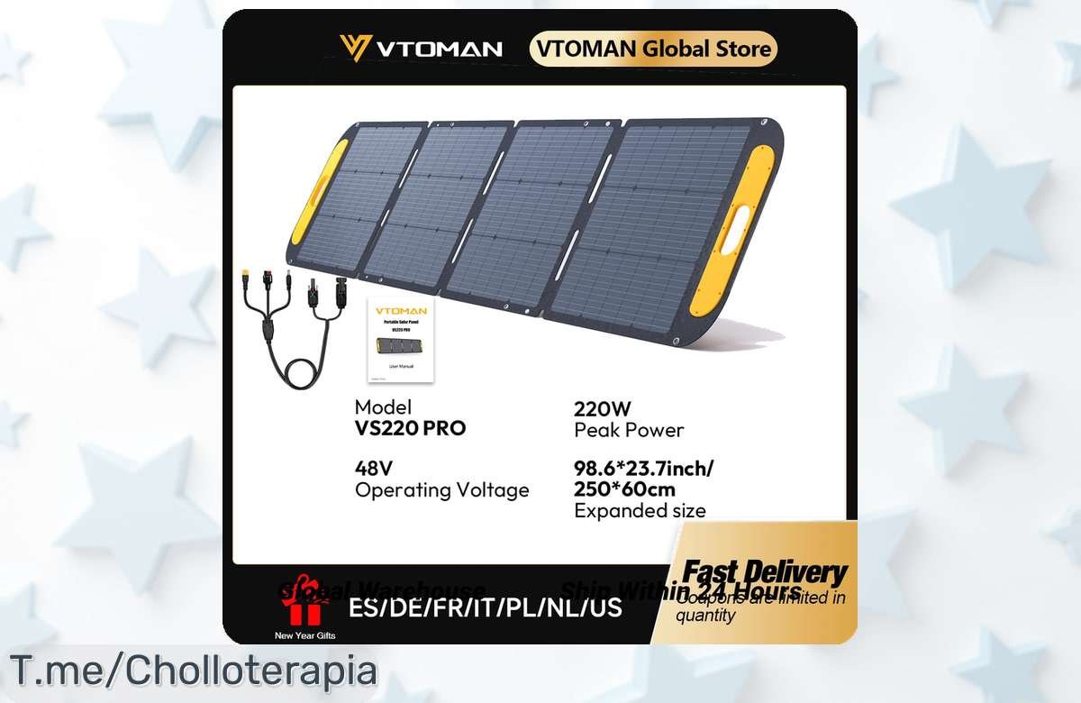 Generador Solar VTOMAN VS220 PRO: Super Chollo de 220W para tus Aventuras ¡Llévatelo con un Descuento Brutal, Oferta Nunca Vista! Compra Ahora Antes de que Se Agote