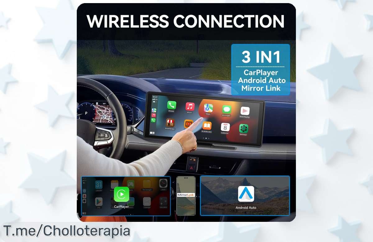 Haz que tu coche brille con Carplay portátil, pantalla táctil inalámbrica y diversión al volante. Aprovecha el ofertón y transforma tus viajes ahora mismo antes de que se acabe.
