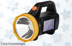 Ilumina tu vida con la potente linterna LED solar, ideal para emergencias y camping; hazte con este super chollo antes que se agote ¡Aprovecha ahora!