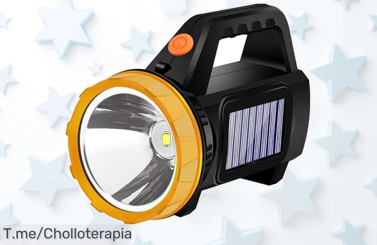 Ilumina tu vida con la potente linterna LED solar, ideal para emergencias y camping; hazte con este super chollo antes que se agote. ¡Aprovecha ahora!