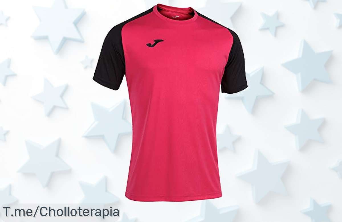 Impulsa tu entrenamiento con la camiseta Joma Academy Iv, secado rapidísimo y libertad total de movimiento. ¡Aprovecha este ofertón antes que se agote!
