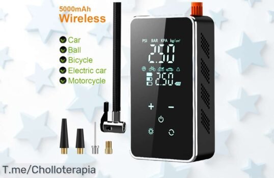 Inflador de neumáticos inalámbrico y potente a precio loco, fácil de usar con pantalla táctil ¡No te quedes sin esta maravilla! Compra ahora antes que se agote