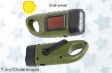 Linterna LED portátil con manivela, energía solar y dinamo ¡Hazte con este super chollo para tus aventuras! Stock limitado, no dejes pasar esta oportunidad única
