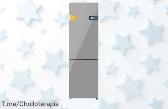 Lleva a casa el frigorífico Combi Bolero CoolMarket 250 Grey Glass con Total NoFrost y disfruta de frescura eterna en tus alimentos ¡Super chollo limitado, actúa ya!