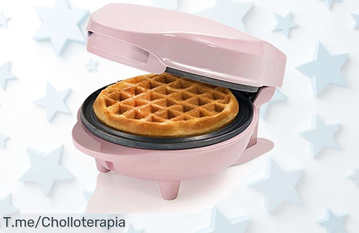 Mini gofrera rosa: crea deliciosos waffles en segundos con este super chollo, fácil de usar y perfecta para fiestas. ¡No pierdas esta oferta única antes que se agote!