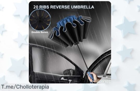 Paraguas inverso automático con diseño UV y reflectante a precio loco, ¡protección total del viento y la lluvia! No te quedes sin el tuyo, oferta limitada