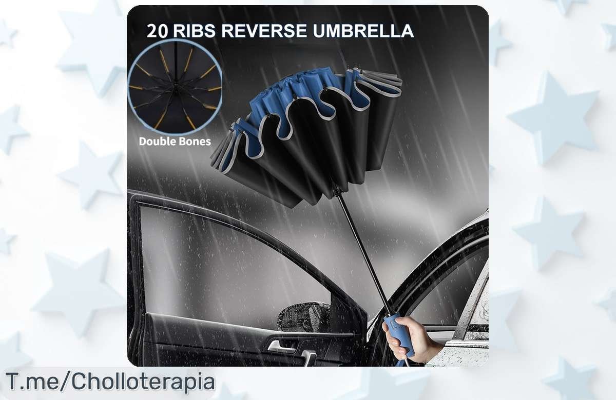 Paraguas inverso automático con diseño UV y reflectante a precio loco, ¡protección total del viento y la lluvia! No te quedes sin el tuyo, oferta limitada.