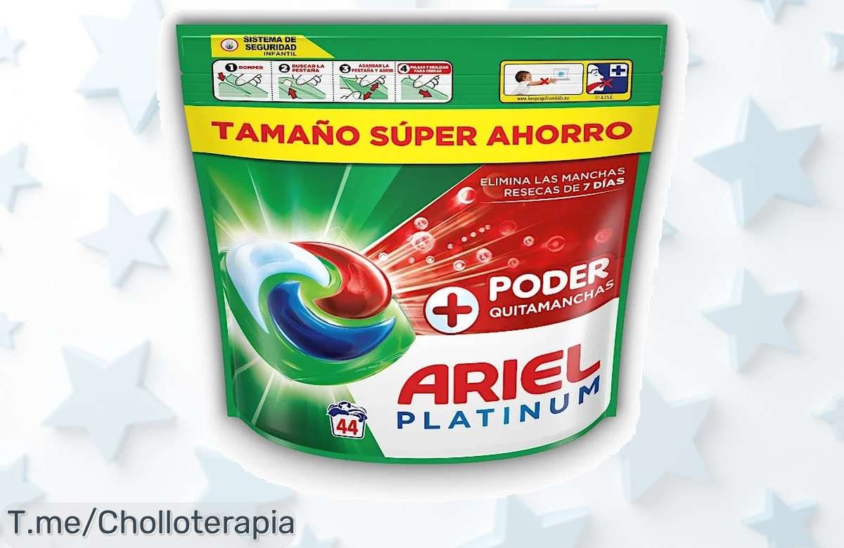 Potente detergente Ariel Platinum: brillo increíble y manchas fuera con este super chollo de 27+17 cápsulas. ¡No te quedes sin tu oferta única, compra ya!