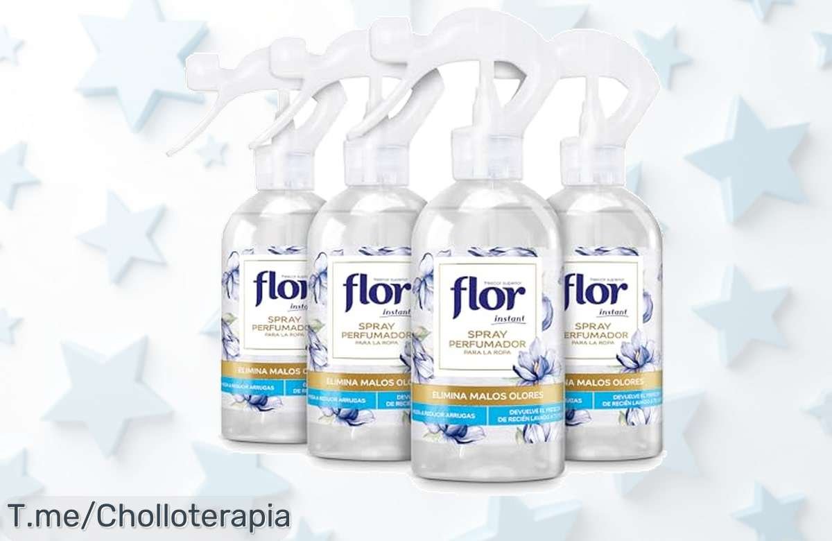 Revitaliza tu ropa con el pack de 4 Flor Instant Perfume, aroma fresco y fácil de usar. ¡Aprovecha este ofertón limitado antes que se agote!