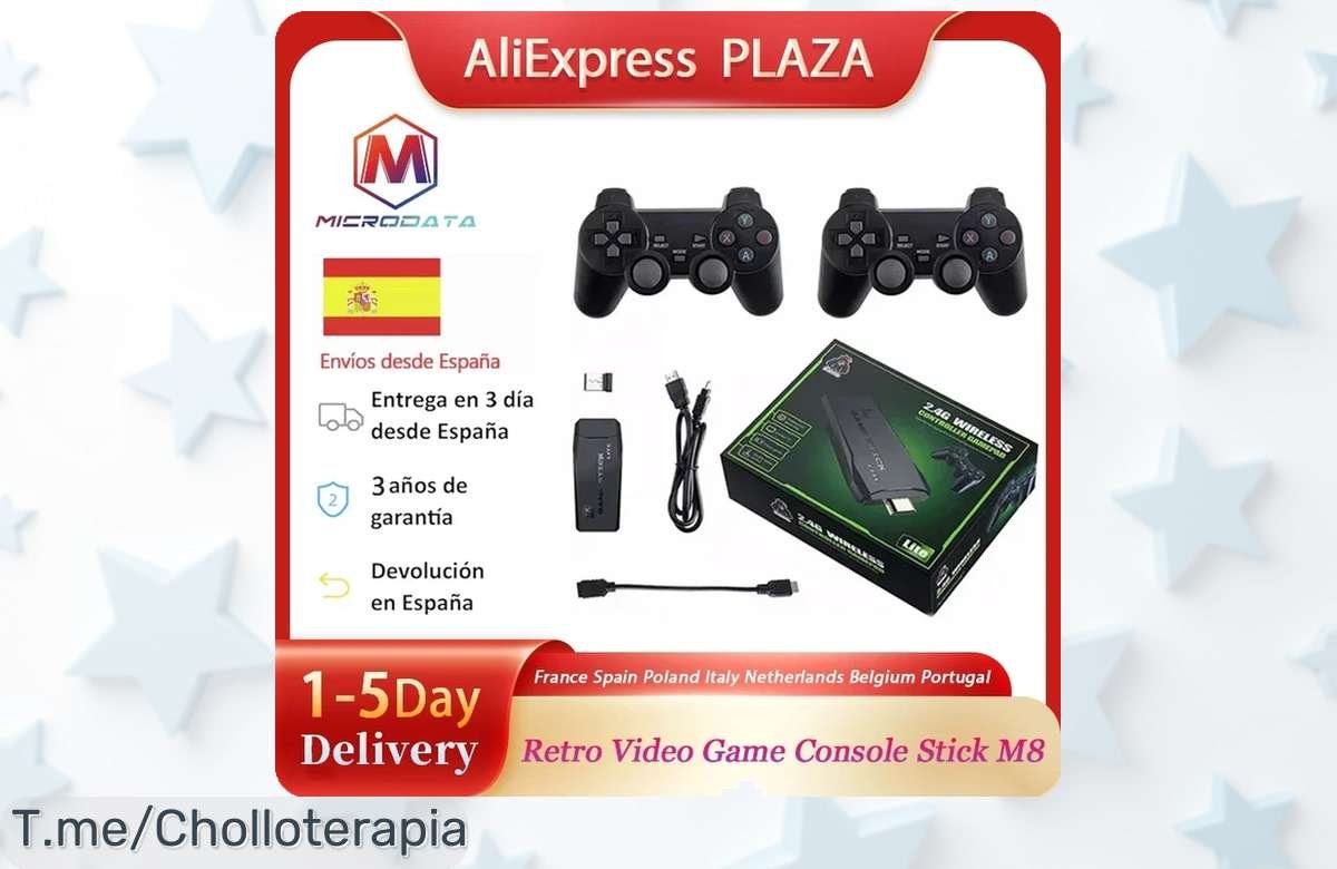 Revolutiona tu diversión con la Retro Stick M8: 20000 emuladores y 9 juegos en asombroso 4K a un precio loco. ¡No dejes pasar este ofertón, actúa ahora!