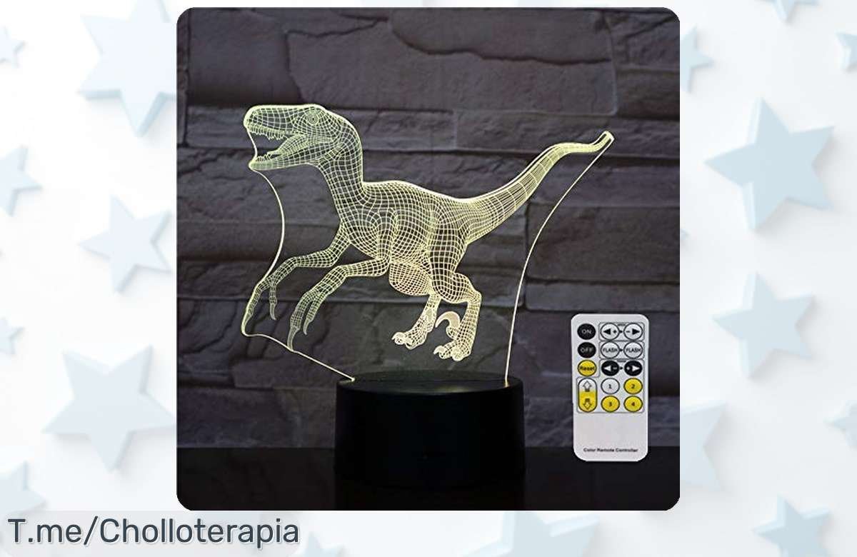Transforma las noches de tus peques en magia con la lámpara 3D de dinosaurio: colores brillantes y suaves. ¡Ofertón único, compra ya antes que se acabe!