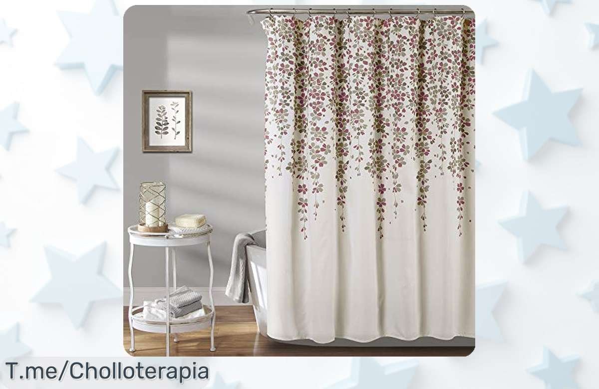 Transforma tu baño en un paraíso floral con nuestra cortina de ducha morada y gris a precio loco. ¡Oferta increíble por tiempo limitado, no te quedes sin la tuya!