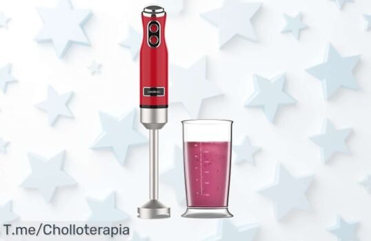 Transforma tu cocina con la Cecotec Batidora Retro Power Red a un precio loco, con cuchilla de titanio que tritura todo ¡No te quedes sin este ofertón, compra ya!