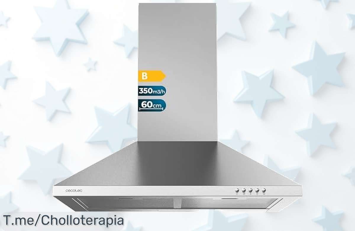 Transforma tu cocina con la campana extractora Cecotec: succión potente y luz LED, super chollo en acero inoxidable. ¡No te quedes sin el ofertón antes que se agote!