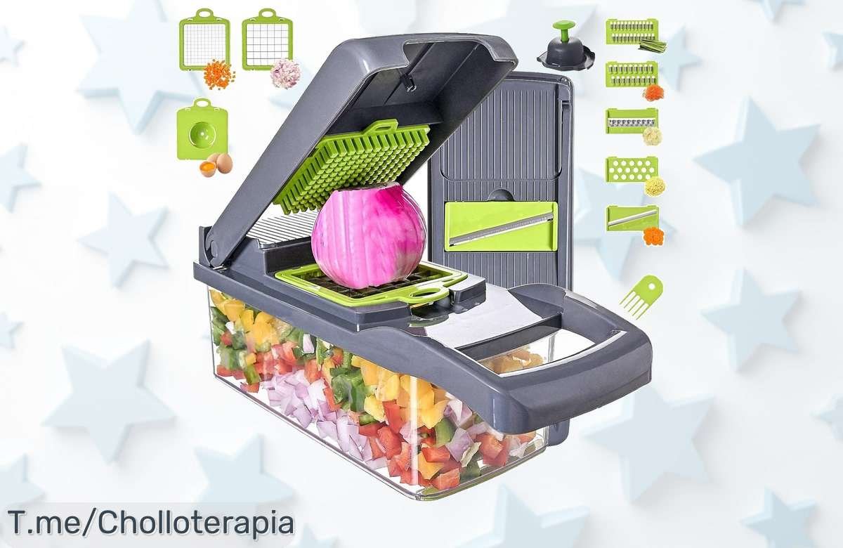 Transforma tu cocina con la picadora de verduras 16 en 1 a un precio loco, corta y pica al instante. ¡No te quedes sin este ofertón, compra ya antes que se agote!