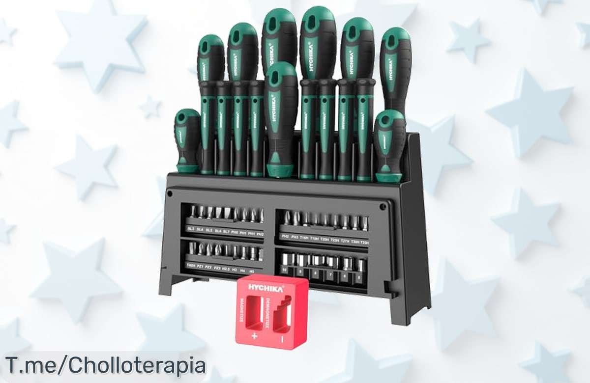 Transforma tu hogar con el kit de destornilladores HYCHIKA, 51 piezas que te harán el rey del bricolaje. ¡No dejes pasar este ofertón limitado!