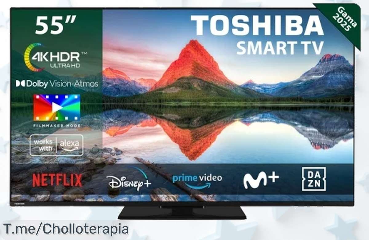 Transforma tu hogar en un cine con la TV Toshiba 55 4K UHD y su sonido Dolby Atmos; ¡ofertón nunca visto! No te quedes sin la tuya, aprovecha este chollo antes de que se agote.