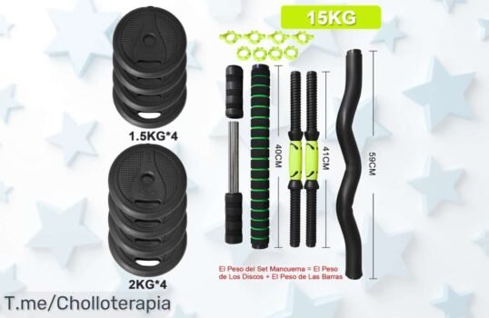Transforma tu hogar en un gimnasio con las mancuernas ajustables 4 en 1 a precio loco, ¡potencia tus músculos y lleva tu fuerza al máximo! ¡Actúa ya antes de que se agoten!