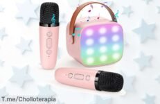 Transforma tu hogar en una fiesta con la Damcyer Karaoke, sonido espectacular y dos micrófonos para compartir risas ¡Aprovecha este ofertón único antes de que se agote!