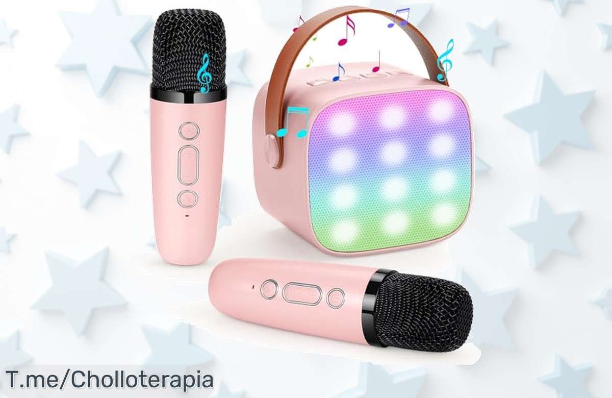 Transforma tu hogar en una fiesta con la Damcyer Karaoke, sonido espectacular y dos micrófonos para compartir risas. ¡Aprovecha este ofertón único antes de que se agote!