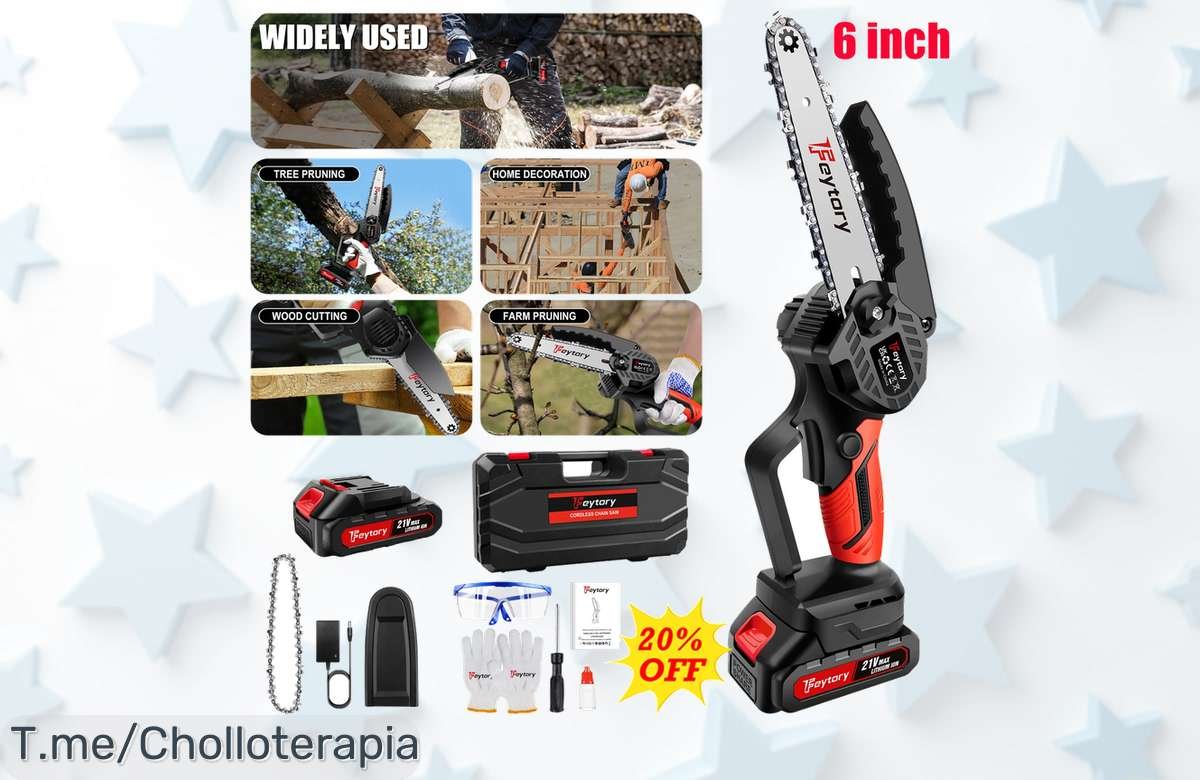 Transforma tu jardín con la DayPlus Mini motosierra, corta como un pro en segundos y aprovecha este super chollo. ¡Compártelo antes que se acabe!
