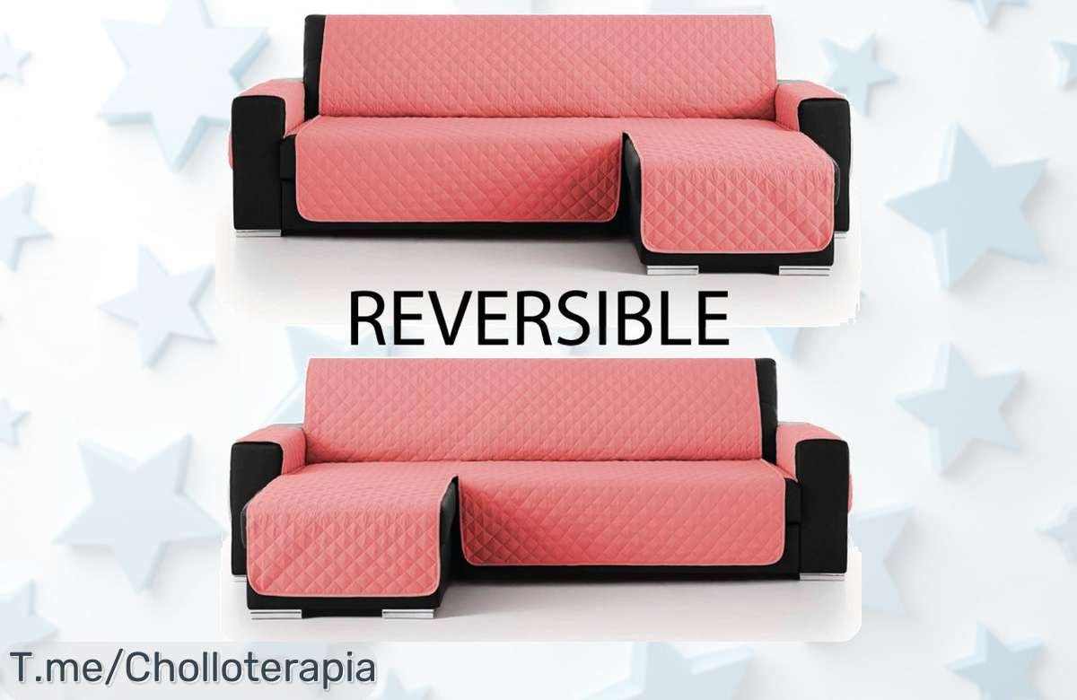Transforma tu sofá con nuestra funda reversible acolchada, protectora contra manchas y ácaros. ¡Aprovecha este ofertón antes de que se agote y renueva tu sala ya!
