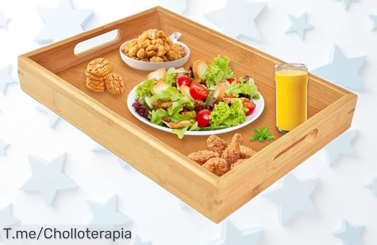 Transforma tus desayunos con nuestra bandeja de bambú ligera y elegante, un super chollo que no puedes dejar pasar. ¡Compra ahora antes que se agote!