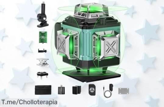 Transforma tus proyectos con el nivel láser autonivelante 4x360° y sus líneas verdes brillantes Aprovecha este ofertón único antes de que se agote, ¡compra ya!