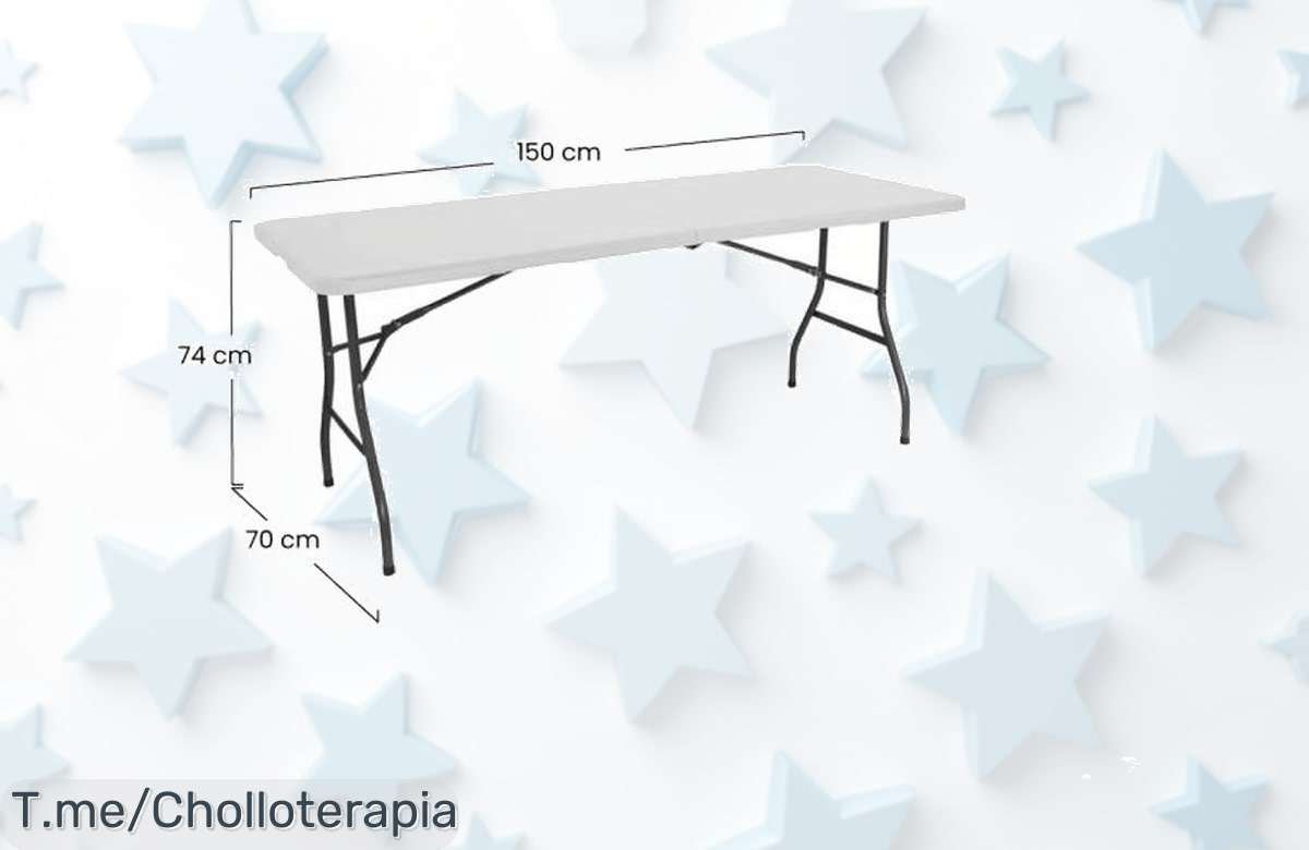 Transforma tus reuniones con la Mesa Plegable Nyana Home, resistente y versátil para hasta 8 amigos. ¡Aprovecha este ofertón y compra ya antes que se agote!