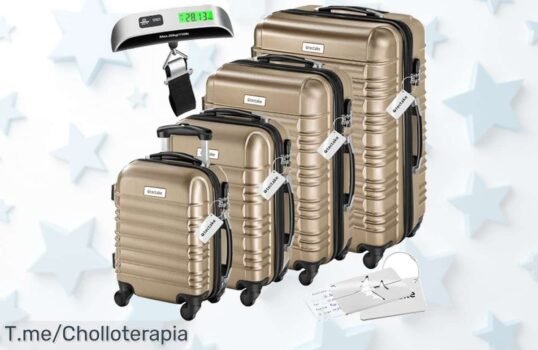 Viaja como un profesional con el super chollo de las maletas Tectake: set de 4 maletas rígidas y apilables, ¡no te pierdas este ofertón único que se agota rápido!