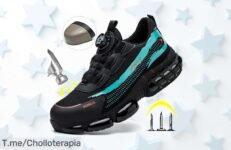Zapatos de seguridad indestructibles a precio loco con punta de acero y botón giratorio, calidad y protección en oferta única ¡Compra ya antes que se agoten!