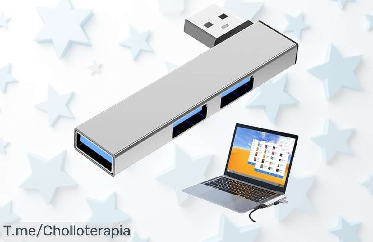 Amplía tu vida digital al instante con nuestro concentrador USB ultradelgado a velocidad de 5 Gbps. ¡Super chollo por tiempo limitado, no te lo puedes perder!