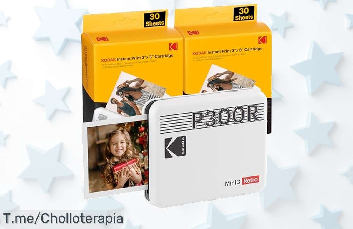 Aprovecha el ofertón de Kodak y lleva tus recuerdos a casa en calidad profesional. ¡Impresora Mini 3 Retro P300RW60, precio loco por tiempo limitado!