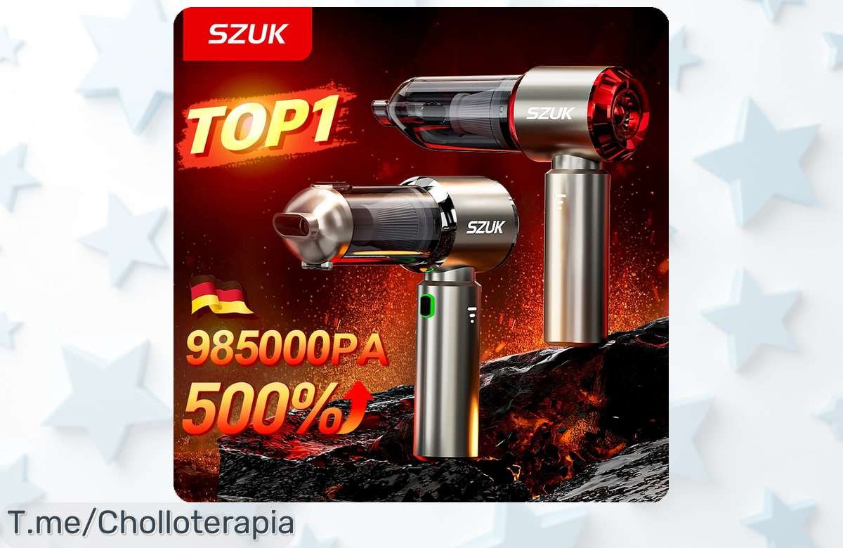 Aspiradora de coche SZUK C012MAX a precio loco: succión potente y soplador inalámbrico para un auto impecable. ¡No te quedes sin la tuya, oferta limitada!