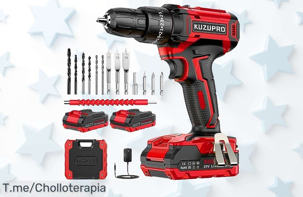 Atrapa este ofertón: Taladro a batería 21V con potencia brutal, 14 accesorios y un precio loco. ¡Apresúrate, las unidades son limitadas y el chollo se va volando!