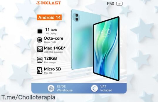 Atrapa la Teclast P50 de 11” con Android 14 a un precio loco, ideal para jugar y estudiar ¡Apresúrate! Este ofertón es limitado y se van rápido, no te quedes sin el tuyo