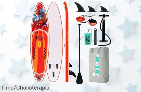 Atrévete a surcar las olas con el Paddle Surf Hinchable Koi 11'6, estabilidad nunca vista y diversión asegurada Aprovecha este ofertón antes que se acabe, ¡compra ya!
